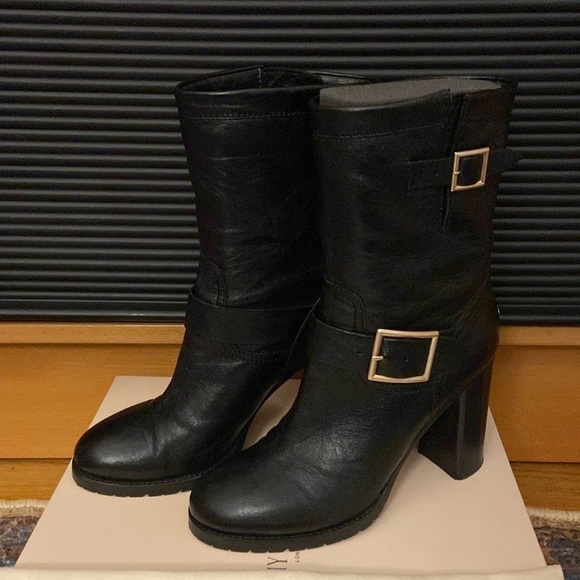 Jimmy Choo black Dart biker boot size 38 - Picture 1 of 9